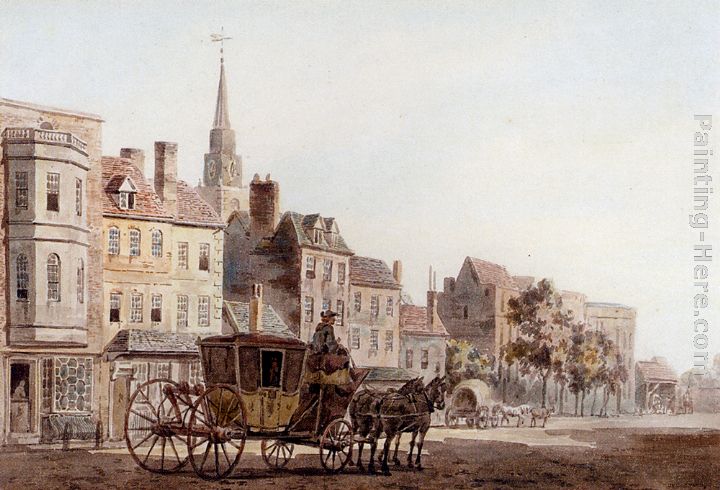 A Coach And Horse Entering York painting - William Marlow A Coach And Horse Entering York art painting